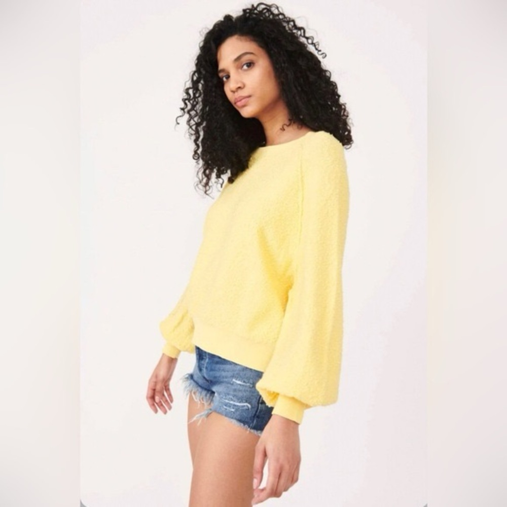 Free People Yellow Boucle Pullover